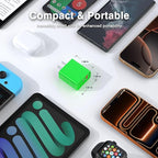 LCGENS 2-Pack USB C Wall Charger, 20W Type C Fast Charger Block Plug Dual Port PD + QC3.0 USB A Charging Brick Cube for iPhone 16/15/14, iPad,Galaxy S25/24, Google Pixel, Motorola,(Bright Green)