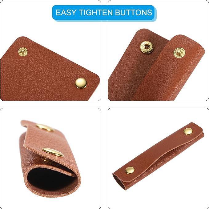 uxcell 4Pcs Handbag Handle Wrap Covers, PU Leather Luggage Grip Protector for Suitcases, Shopping Bag (13x10cm, Dark Brown)