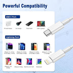 Exeric USB C to Lightning Cable 6FT 2Pack [MFi Certified] Type C iPhone Charger Cord Power Delivery iPhone Fast Charger Cable for iPhone 14 13 12 11 Pro Max Xr Xs 8 7 6 Plus