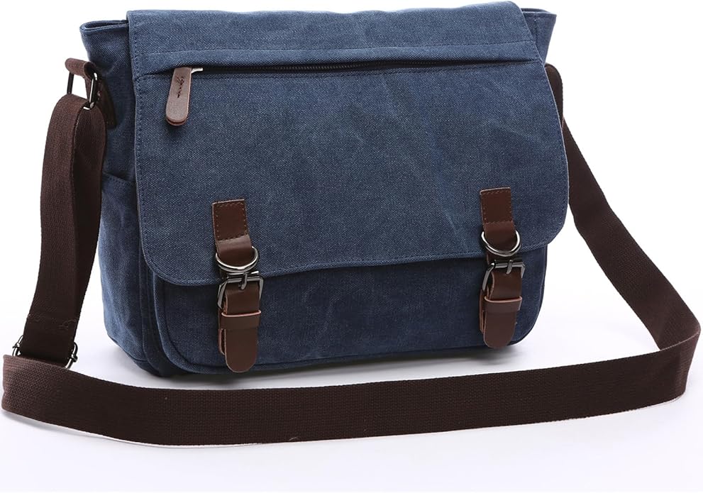 Evergoo Vintage Messenger Bag Unisex Shoulder Bags Canvas Satchel Cross Body Work Satchel Briefcase for 15.6 Inch Laptop