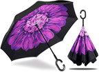 MRTLLOA 40/49/56 Inch Oversize Windproof Inverted Reverse Upside Down Umbrella, Golf Size Rain Umbrella, Double Layer, C-Shaped Handle for Men, Women and Kids