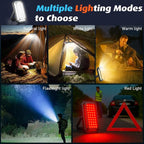 10000mAh Rechargeable LED Camping Lantern with LCD Display, 12 Light Modes, Dimmable & Waterproof, 120+ Hours Portable Light for Emergency, Power Outages, Outdoor Camping, Tent, 2 Packs