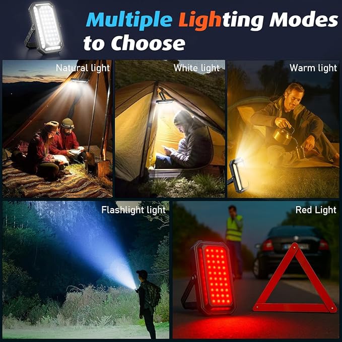 LED Camping Lantern, 10000mAh Camping Lights Rechargeable, High Lumens, LCD Digital Display, 12 Light Modes, Waterproof Tent Lights, Waterproof Box, Portable Flashlight for Power Outages, Emergency