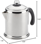 Farberware Classic Stainless Steel Yosemite 12-Cup Coffee Percolator, Percolator Coffee Pot