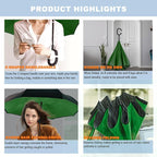 MRTLLOA 40/49/56 Inch Oversize Windproof Inverted Reverse Upside Down Umbrella, Golf Size Rain Umbrella, Double Layer, C-Shaped Handle for Men, Women and Kids