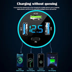 Car Charger Adapter, 4-Port Cigarette Lighter USB Charger Adapter with Voltmeter PD 3.0 & QC 3.0 Car USB Charger Multi Port Accessories Fast Charging for iPhone, Samsung, iPad & Phone Tablets