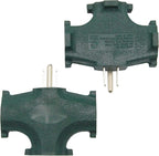ETL Listed 3 Outlet Grounding Adapter, BTU Three Plug Outlet Adapter Splitter, Heavy Duty Grounded Power Tap, 3-Prong Outlet Adapter, Multi-Plug Extender, Green (Pack of 3)