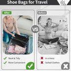 Shoe Bags for Packing, Set of 6 Large Waterproof Portable Shoe Bags with Zipper - Travel Essentials for Women and Men