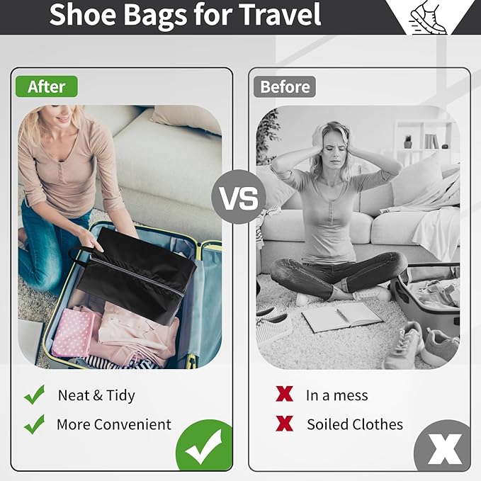 Shoe Bags for Travel, Set of 8 Pack Shoe Travel Bags for Packing, Large Waterproof Portable Travel Shoe Bag with Zipper Travel Essentials Women for and Men