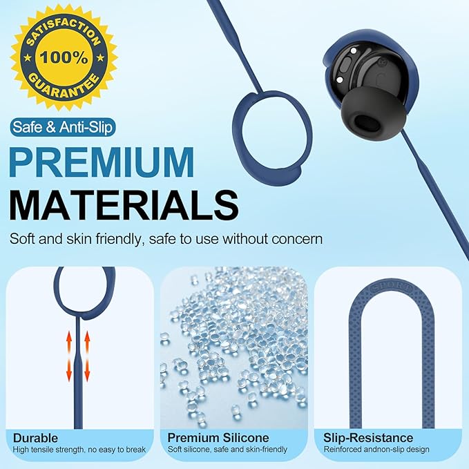PUCGUE Anti-Lost Strap Compatible with Bose New QuietComfort Earbuds 2024, Silicone Sports Lanyard for Bose New QC Earbuds
