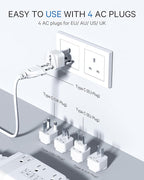 DOACE 220v to 110v Voltage Converter US to Europe: 350W 220 to 110 Voltage Converter for European Travel - International Power Adapter Plug Combo Step Down Transformer White
