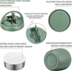 wiwens Thermo Food Jar for Hot Food Adults 32OZ Soup Thermo Lunch Containers Wide Mouth Vacuum Insulated Stainless Steel Leakproof Bento Box with Spoon (Green)
