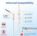 Botesty Sound Headphones Wired with Microphone, Over Ear Foldable 3.5mm Plug in Headphones Corded with 4.9ft Tangle-Free Nylon Cord for Tablet, Laptop, MP3/4, School, Airplane Travel (Beige)