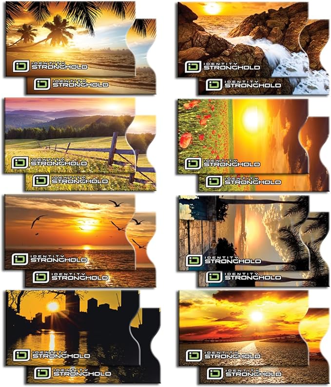 RFID Blocking Credit Card Sleeve Protectors – USA Made Slim Wallet Inserts for Credit Cards, Debit Cards & ID Protection (16, Sunset - 16 Pack)