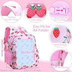 RHCPFOVR Kids Backpack for Girls - Girls Backpack 3-8 Ages Strawberry for Kids 15 Inch School Bookbag for Kindergarten Elementary School Bookbag for Girl 1st 2nd Grade