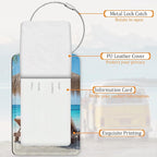 Seaside 3 Pack Luggage Tag for Suitcase, Unique Leather Travel Tags Identifiers with Privacy Name Address Labels & Durable Steel Loop for Women Men Travel