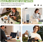 3 in 1 Portable Electric Espresso Machine On the Go with Detachable Coffee Stand, Car Coffee Maker Self-Heating with USB-C, For Travel Camping and Hiking With Ground Coffee & NES PRES*O/DG Pod