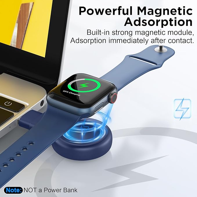 2025 Upgrade for Apple Watch Charger,Magnetic Portable iWatch Charger USB C&USB A Fast Wireless Charging Travel Battery Charger for iWatch Ultra2/Ultra/SE2/SE Series 10/9/8/7/6/5/4/3/2/1