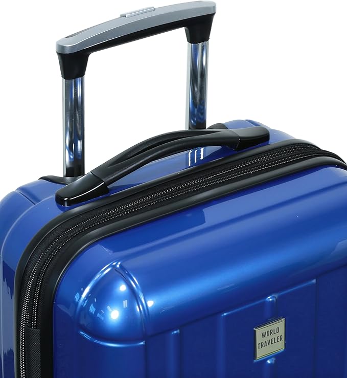 World Traveler VentureX Airline Approved 20-Inch Carry-On Luggage – Lightweight Hardside Polycarbonate Suitcase with Spinner Wheels - Contour Blue
