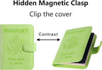 Passport Holder Cover Wallet RFID Blocking Leather Card Case Travel Accessories for Women Men (Apple green)
