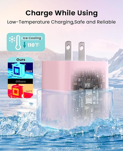FEEL2NICE iPhone Charger Fast Charging 2 Pack Type C Wall Charger Block with 2 Pack [6FT&10FT] Long USB C to Lightning Cable for iPhone 14/13/12/12 Pro Max/11/Xs Max/XR/X,AirPods Pro,Pink