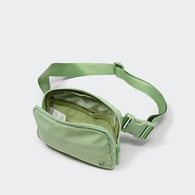 Pander Two Way Zipper Fanny Pack Nylon Everywhere Belt Bag for Women, Water Repellent Waist Packs, Crossbody Bags with Adjustable Strap. (Green Asparagus)