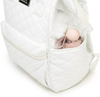 Kinmac Wide Open Style Laptop Backpack College Travel Outdoor Backpack For Laptop Up to 15.6 Inch (White Embroidery)