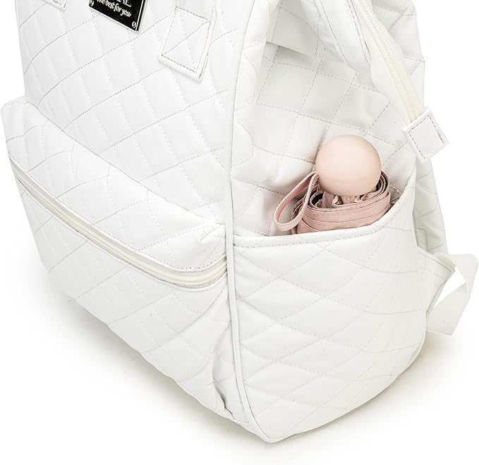 Kinmac Wide Open Style Laptop Backpack College Travel Outdoor Backpack For Laptop Up to 15.6 Inch (White Embroidery)