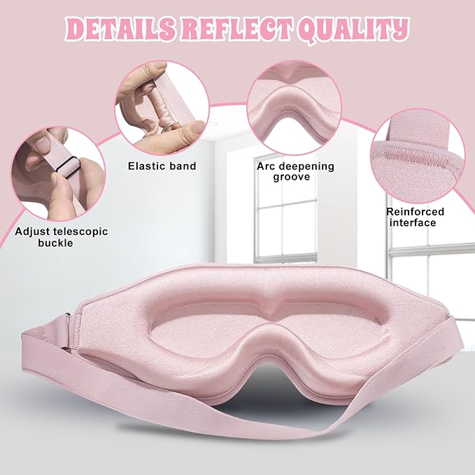 3D Advanced Eye Mask for Sleeping，Ultra Delicate Soft Skin Friendly Eye mask，100% Blackout Sleep Eye Mask for Sleep, Eyelash Extension Sleep mask