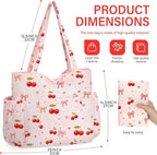 Corduroy Tote Bag for Women,Large Capacity Cute Tote Bags With 6 Pockets,Crossbody Shoulder Handbag for Work Travel Gym