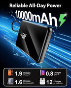 golioklsy Portable Charger Power Bank, 10000mAh Phone Charger with Built-in Cable, 20W PD Fast Charging, Slim Battery Pack with LED Display, Travel Essential for iPhone 17/16/15/14 All Series, Black