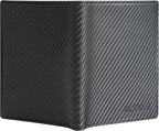 Polare Slim RFID Blocking Leather Passport Holder Travel Bifold Wallet For Men (Carbon Black)