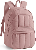 BAGSMART Womens Backpack Travel Laptop Backpack for Women, Quilted College Laptop Bookbag, Work Back Pack for Women, Cute Computer Water-Resistant Casual Daypack, Puffer Dark Pink