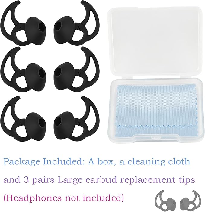 Silicone Replacement Earbud Tips Earbud Covers Ear Tips Compatible with Bose Quietcomfort and Sport Headphone Rubber Tips Large 3 Pairs