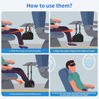 CushZone Foot Hammock Airplane Foot Rest for Train, Length Adjustable Travel Essentials with Eye Mask and Earplugs, Desk Foot Rest, Flight Essentials Airplane Foot Hammock (1 Set)