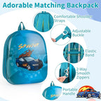 Goplus 2 PCS Kids Luggage, 13" & 16" Carry-on Suitcase w/Spinner Wheels, Telescopic Handle, Hard Shell Rolling Trolley Luggage for Toddler Boys Girls Travel, Airline Approved (Blue, Racing Car)