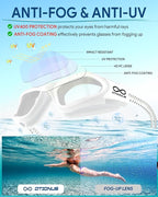 Swim Goggles, Polarized Adult Swimming Goggles Bungee Strap No Hair Pulling Anti-fog Pool Goggles for Men Women