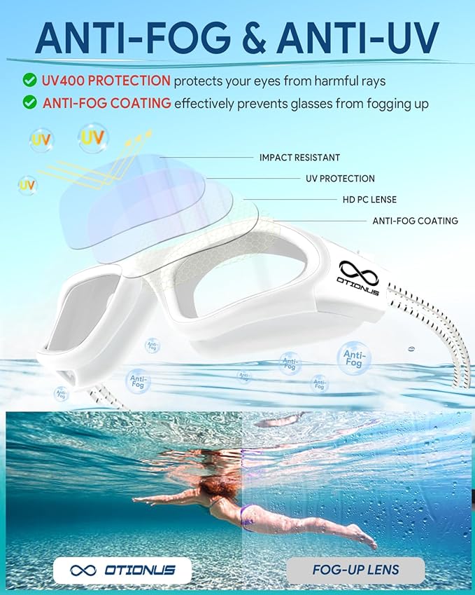Swim Goggles, Polarized Adult Swimming Goggles Bungee Strap No Hair Pulling Anti-fog Pool Goggles for Men Women