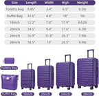 6 Piece Luggage Sets with Bags, Lightweight Expandable Checked Luggage Sets, Hardshell ABS Spinner Wheels Carry on Suitcase with TSA Lock, for Travel, Women Men (Purple, 18/20/24/28inch+2bags)
