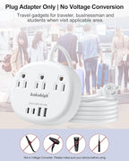 Thailand Power Adapter, Thailand Plug Adapter with 3 American Outlets 4 USB Ports (2 USB-C) Total 24W, Type O Plug Adapter for USA to Thailand, 4FT
