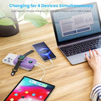 Pxwaxpy Magnetic Portable Charger 10800mAh,4-in-1 Power Bank with iWatch Charger, 25W PD Fast Charging USB C Battery Pack for Magsafe,iPhone 17/16/15/14/13/12 Series,Apple Watch (Purple)