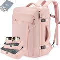 Lumesner Carry on Travel Backpacks, Extra Large 40L Flight Approved Bag for Men & Women,Expandable Suitcase Backpack With 4 Packing Cubes,Water Resistant Luggage Daypack Business Weekender Bag, Pink