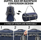 MIER Large Duffel Backpack Sports Gym Bag with Shoe Compartment, Heavy Duty and Water Resistant, Navy Blue, 60L