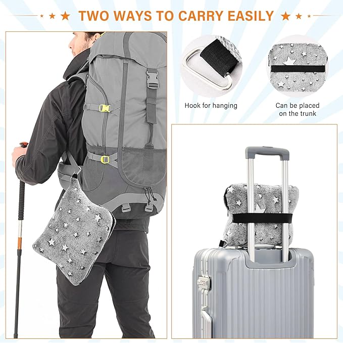High Way Motorcycles Travel Blanket Glowing in The Dark, Soft 2 in 1 Airplane Blanket 65" x 55", Foldable as Pillow, Luggage Sleeve & Backpack Clip