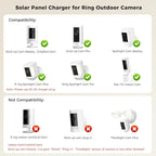 Solar Panel Compatible with Ring Camera, Solar Charger for Spotlight Cam Plus/Pro, Stick Up Cam Pro, 13ft Long Cable with USB-C to Ring DC Plug Adapter, IP65 Waterproof