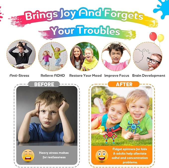 Transformable Fidget Spinner Toys for Kids and Adults,8 Pcs Sensory Toy for Boys Girl ADHD Stress Relief Toys,Fingertip Gyros Travel Toy Party Favors for Teens Birthdays Gifts Easter Present