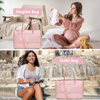 Letter Weekender Bags for Womens - Duffle Bag with Shoe Compartment Personalized Overnight Bag with Toiletry Bag Duffel Bags for Gym Hospital Bags Gift for Women Pink (Letter E)