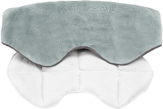 Sivio Weighted Eye Mask for Sleeping, Cooling & Cozy Reversible Blackout Sleep Mask for Women & Men, Microwave Freezable Heavy Blindfold for Migraine, Travel, Meditation, Mothers Day Gift 0.55lb, Grey