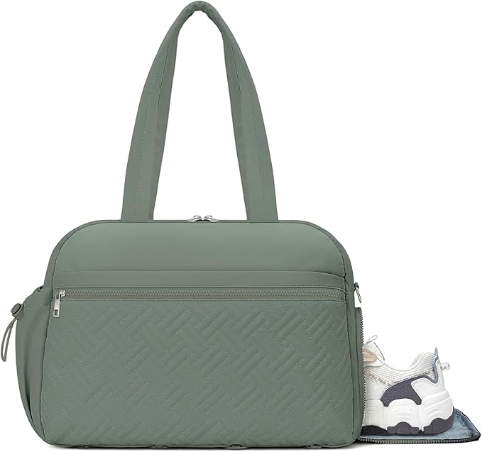 SYTRAH Gym Bag for Women, Lightweight Workout Duffle Bag with Shoe & Wet Separation for Gym, Yoga, Travel & Overnight, Stylish Sports Bag with Adjustable Shoulder Strap Green