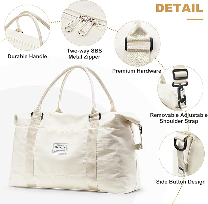 HYC00 Travel Duffel Bag,Carry-on Overnight Weekender Bags for Women,Sports Tote Gym Bag with Wet Pocket